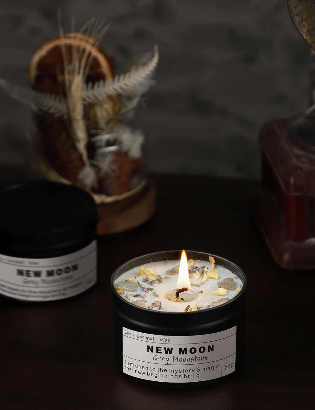 Crystal Soy Candles, Handmade Wishing Gifts, Wishing Law of Attraction, Moon Magic, Birthday Candle Gifts. (Manifestation)