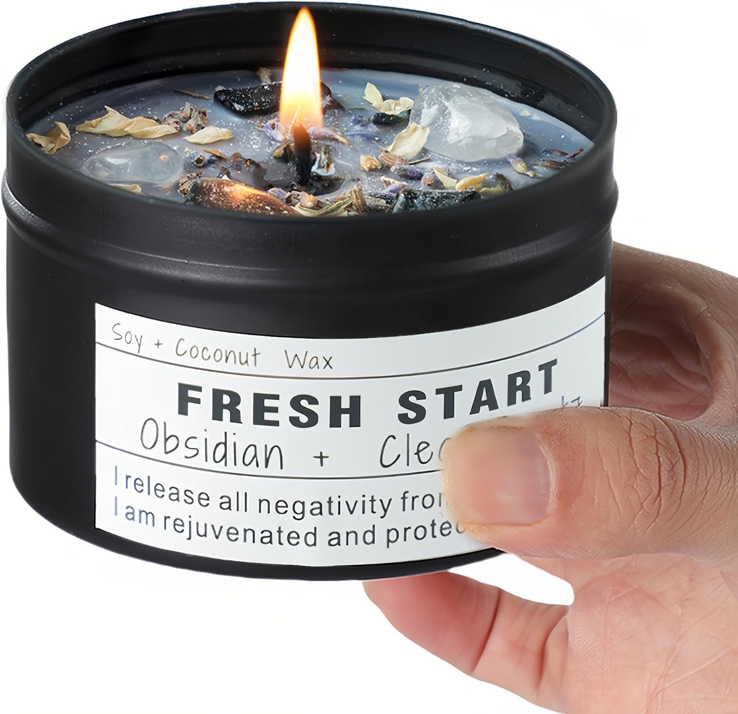 Crystal Soy Candles, Handmade Wishing Gifts, Wishing Law of Attraction, Moon Magic, Birthday Candle Gifts. (Manifestation)