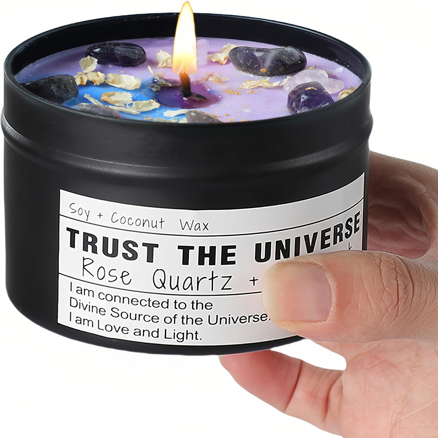 Crystal Soy Candles, Handmade Wishing Gifts, Wishing Law of Attraction, Moon Magic, Birthday Candle Gifts. (Manifestation)