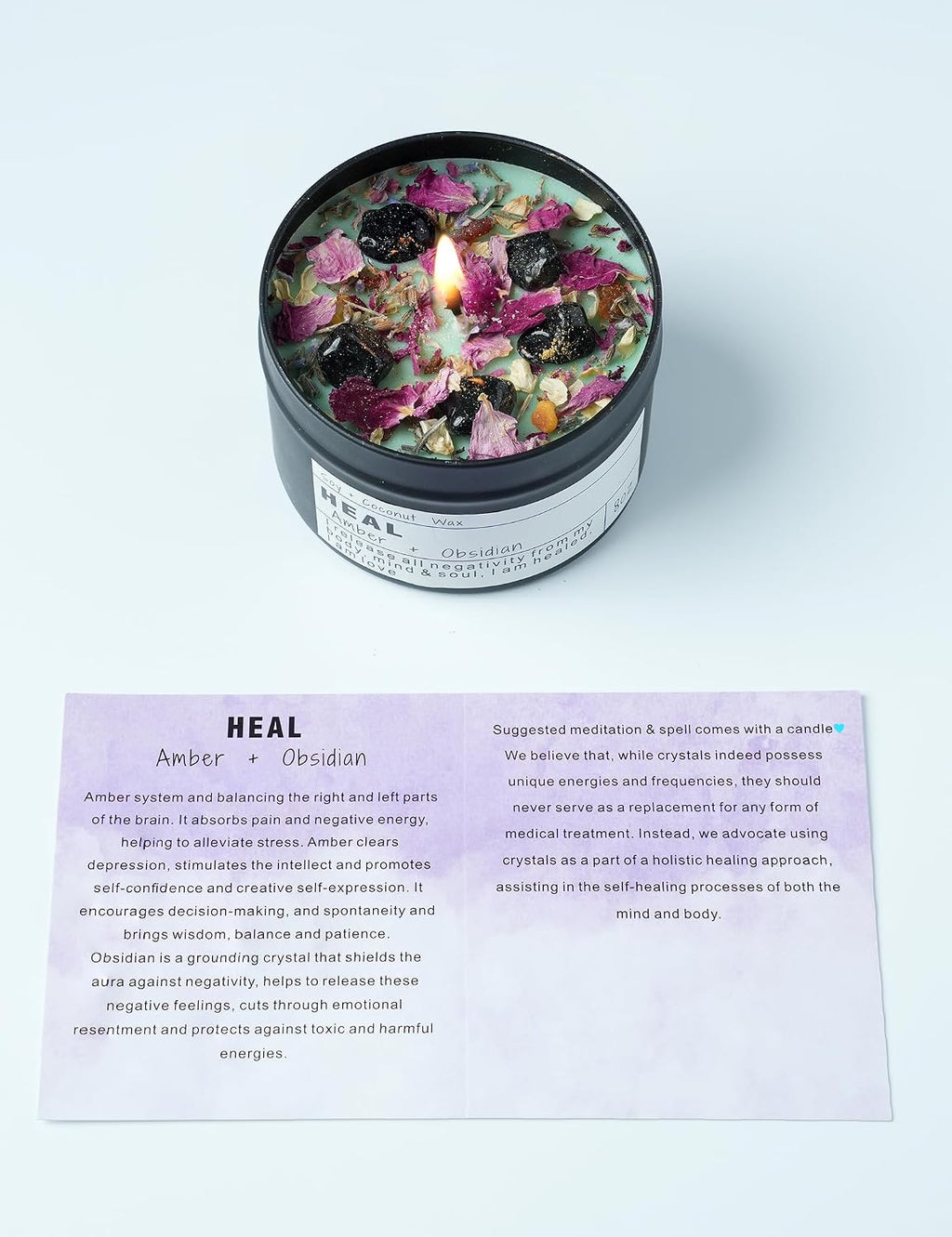 Crystal Soy Candles, Handmade Wishing Gifts, Wishing Law of Attraction, Moon Magic, Birthday Candle Gifts. (Manifestation)