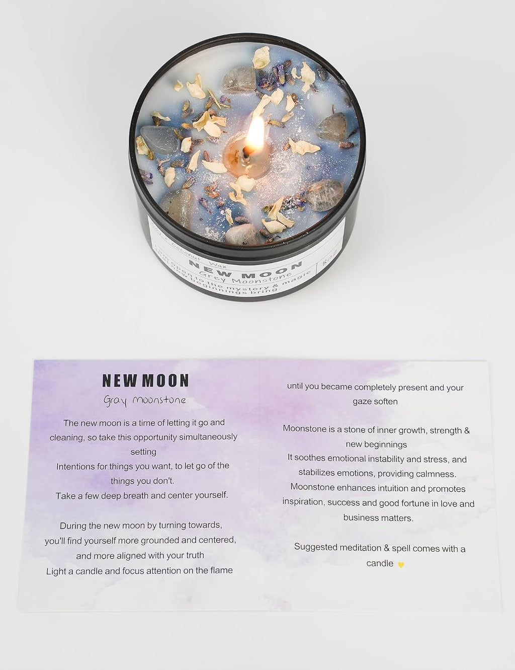 Crystal Soy Candles, Handmade Wishing Gifts, Wishing Law of Attraction, Moon Magic, Birthday Candle Gifts. (Manifestation)