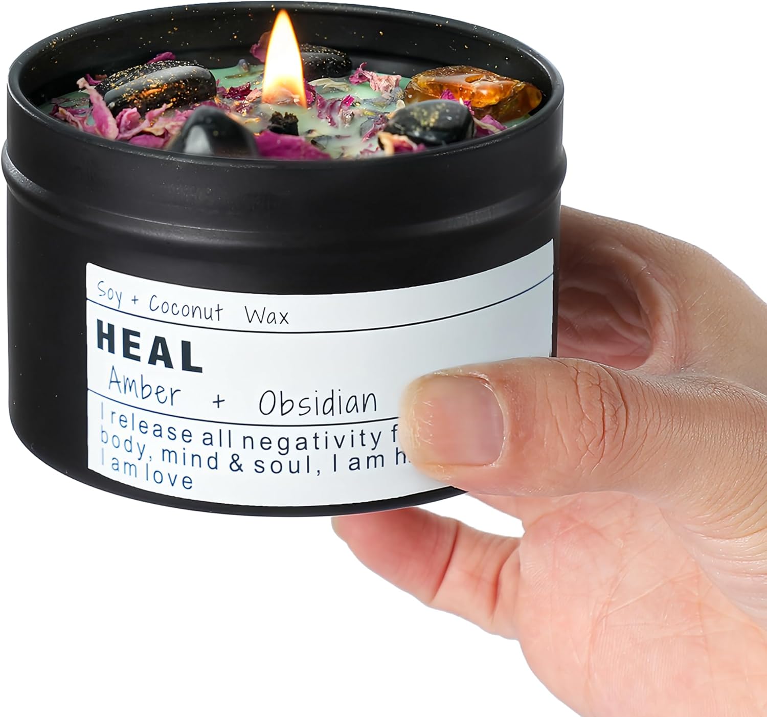 Crystal Soy Candles, Handmade Wishing Gifts, Wishing Law of Attraction, Moon Magic, Birthday Candle Gifts. (Manifestation)