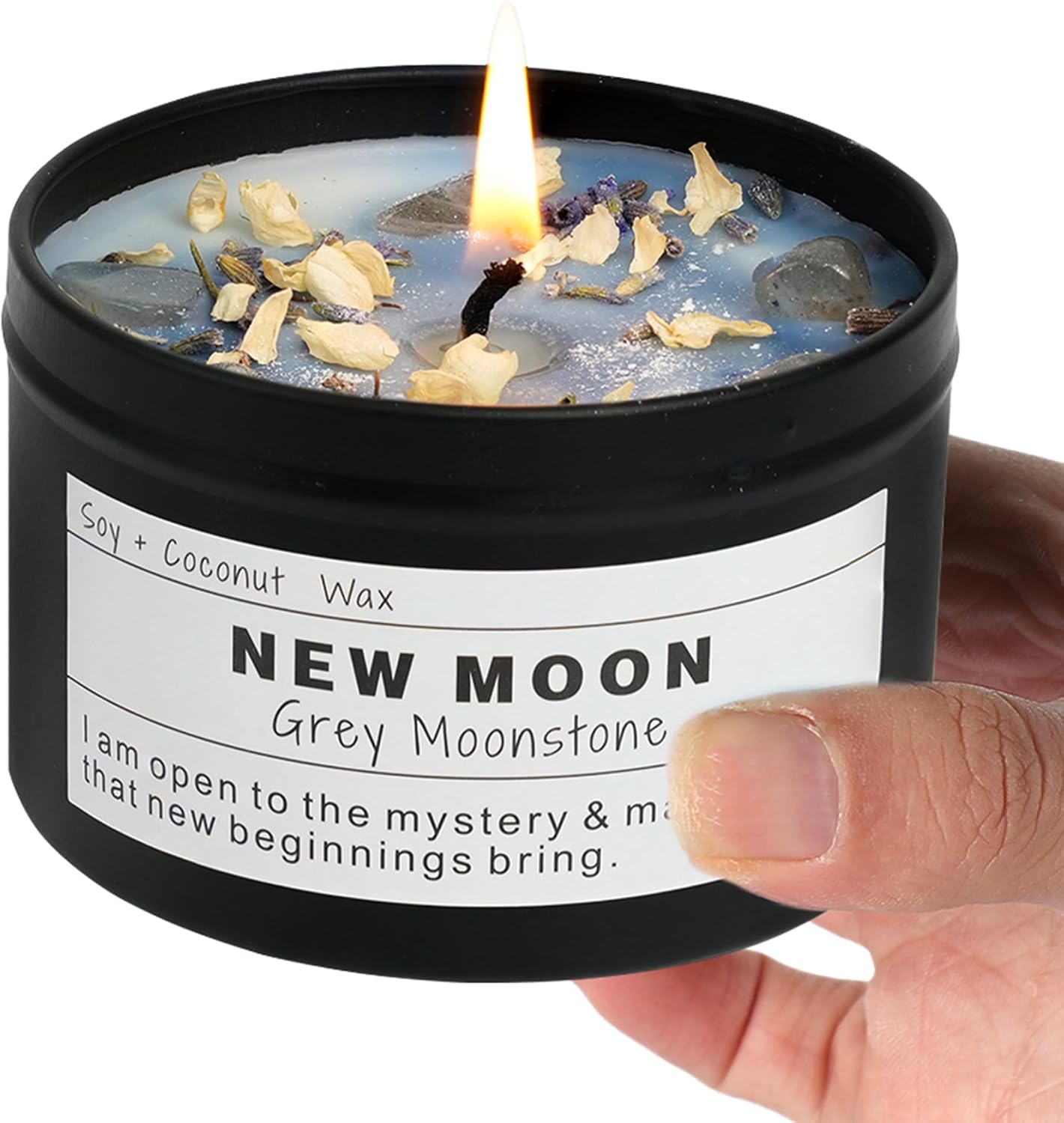 Crystal Soy Candles, Handmade Wishing Gifts, Wishing Law of Attraction, Moon Magic, Birthday Candle Gifts. (Manifestation)