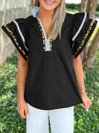 The Savannah Ruffle Sleeve Top