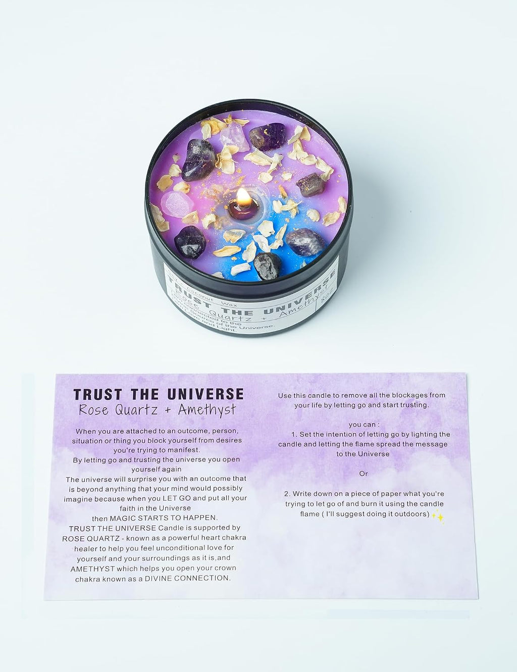Crystal Soy Candles, Handmade Wishing Gifts, Wishing Law of Attraction, Moon Magic, Birthday Candle Gifts. (Manifestation)