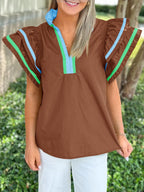 The Savannah Ruffle Sleeve Top