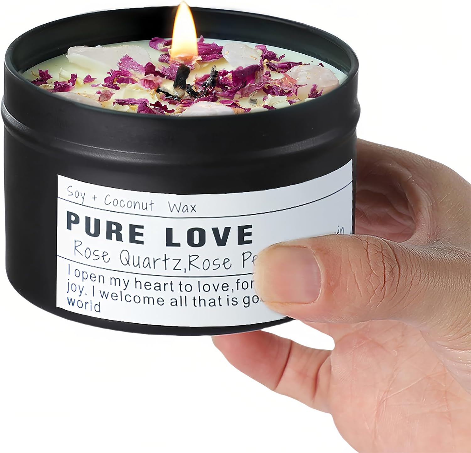 Crystal Soy Candles, Handmade Wishing Gifts, Wishing Law of Attraction, Moon Magic, Birthday Candle Gifts. (Manifestation)