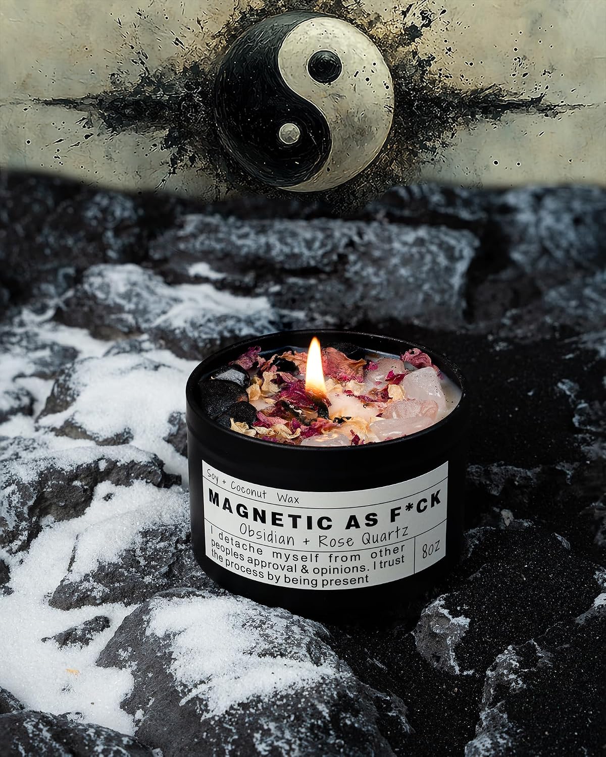 Crystal Soy Candles, Handmade Wishing Gifts, Wishing Law of Attraction, Moon Magic, Birthday Candle Gifts. (Manifestation)