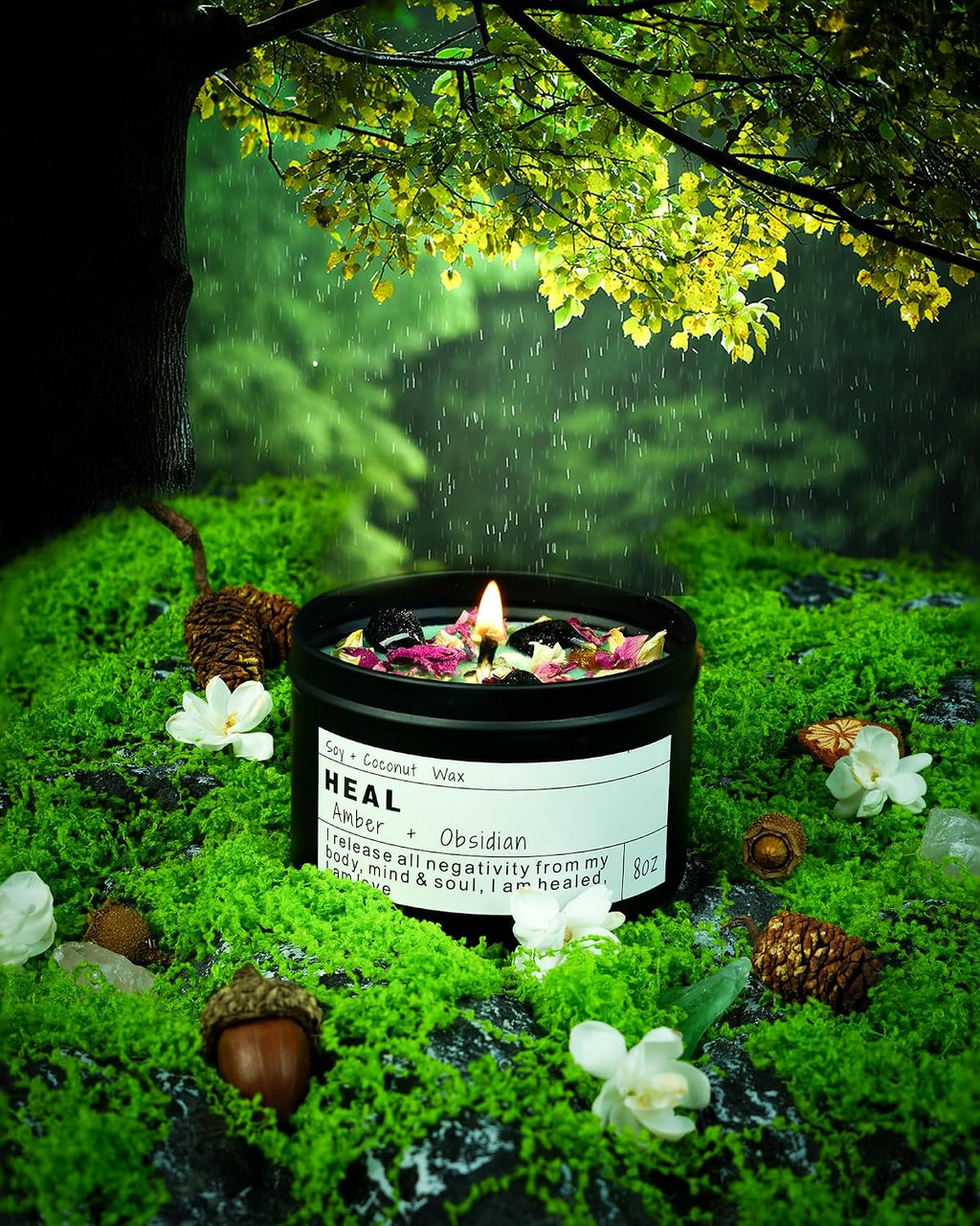 Crystal Soy Candles, Handmade Wishing Gifts, Wishing Law of Attraction, Moon Magic, Birthday Candle Gifts. (Manifestation)