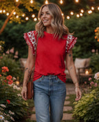 Sweet Magnolia Ruffle Sleeve Top