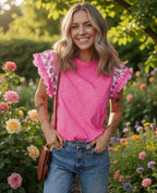 Sweet Magnolia Ruffle Sleeve Top
