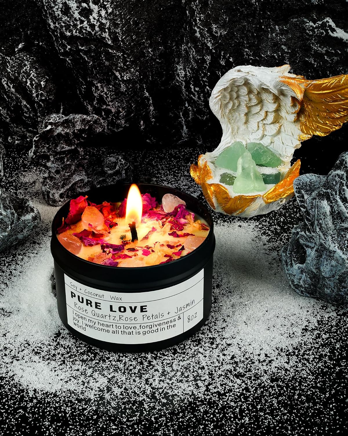 Crystal Soy Candles, Handmade Wishing Gifts, Wishing Law of Attraction, Moon Magic, Birthday Candle Gifts. (Manifestation)