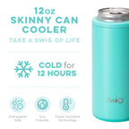 Matte Aqua Skinny Can Cooler (12oz)
