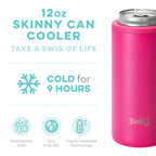 Matte Hot Pink Skinny Can Cooler
