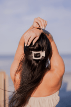 Almond Beige Medium Flat Square Hair Clip