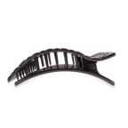 Jet Black Quilted Large Flat Rectangle Hair Clip