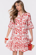 Lola Dress (White Red)