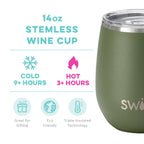 Matte Olive Green Stemless Wine Cup (14oz)